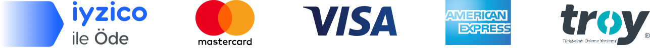 iyzico ile Öde · Visa · Mastercard · American Express · Troy